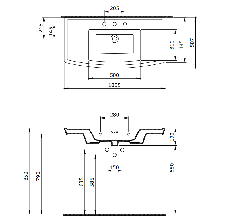 LAVABO LAVITA 100x50 BELI BOCCHI - Слика 2