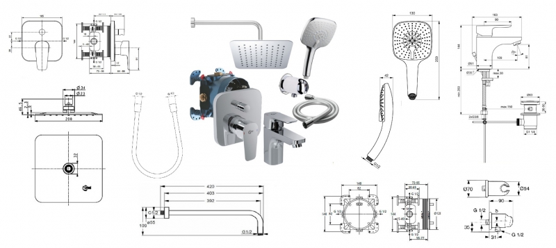 ideal standard ceraplan b1153aa set ugradna baterija lavabo tus
