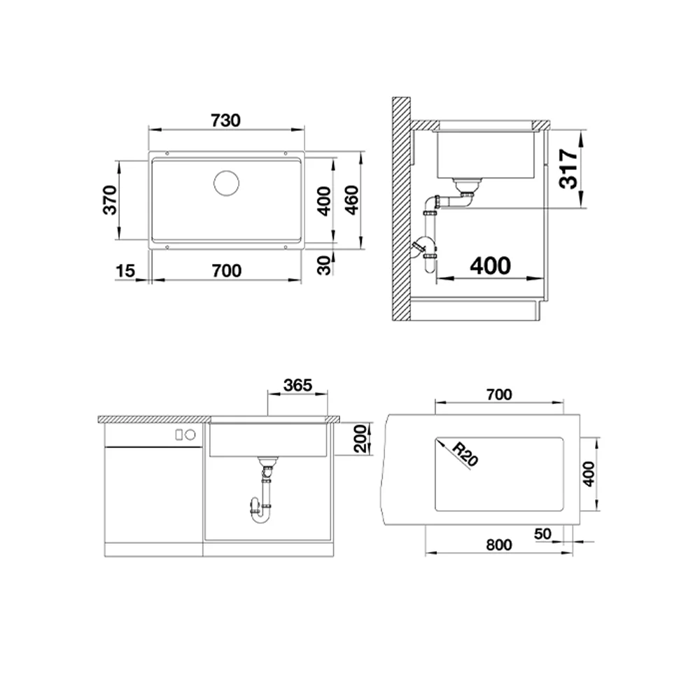 BLANCO SUDOPERA ETAGON700 CRNA 525891 - Слика 2