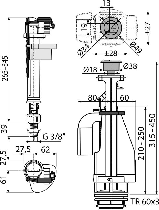 GARNITURA SET MONOBLOK ALCA DUAL VERTIKALAN MS SA08ASK 3/8 - Слика 2