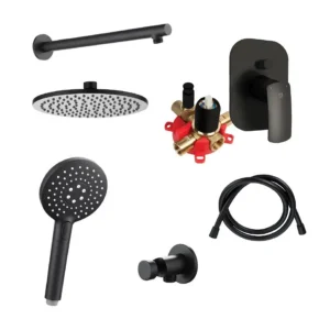 HERZ ELITE BLACK DUO ugradni set 7/1 00377B HZ606748 crna baterija za tuš kadu ugradni sistem