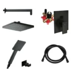 HERZ ugradni set Black 7/1 SQ 00364B crna kvadratna baterija za kupatilo ugradni sistem