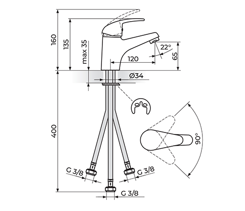 ROSAN KING Baterija za lavabo - protočni bojler J301003 - Slika 2