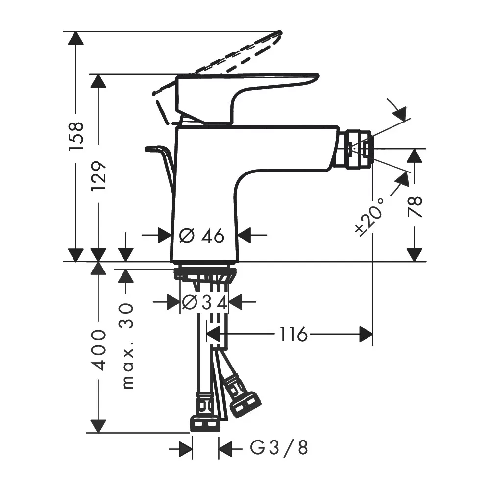 HANSGROHE TALIS BATERIJA BIDE 71720000 - Slika 2