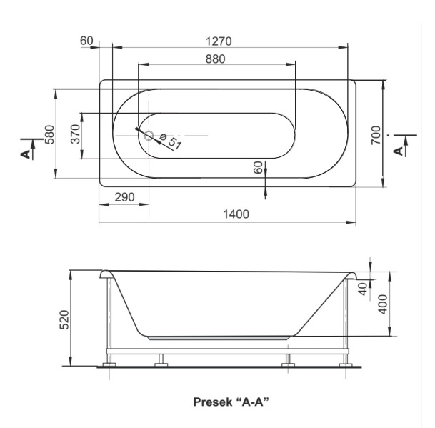 KADA 140X70 KLASIK KPL. Polyagram 80013 — slika 3