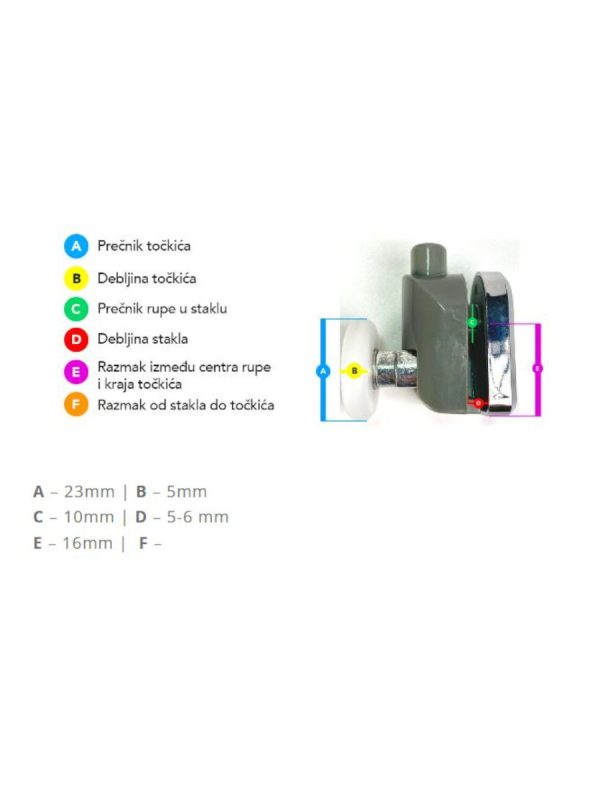 REZERVNI DEO TOČKIĆ 4mm ZA TUŠ KABINU DONJI-23 GL37D23 - Слика 4