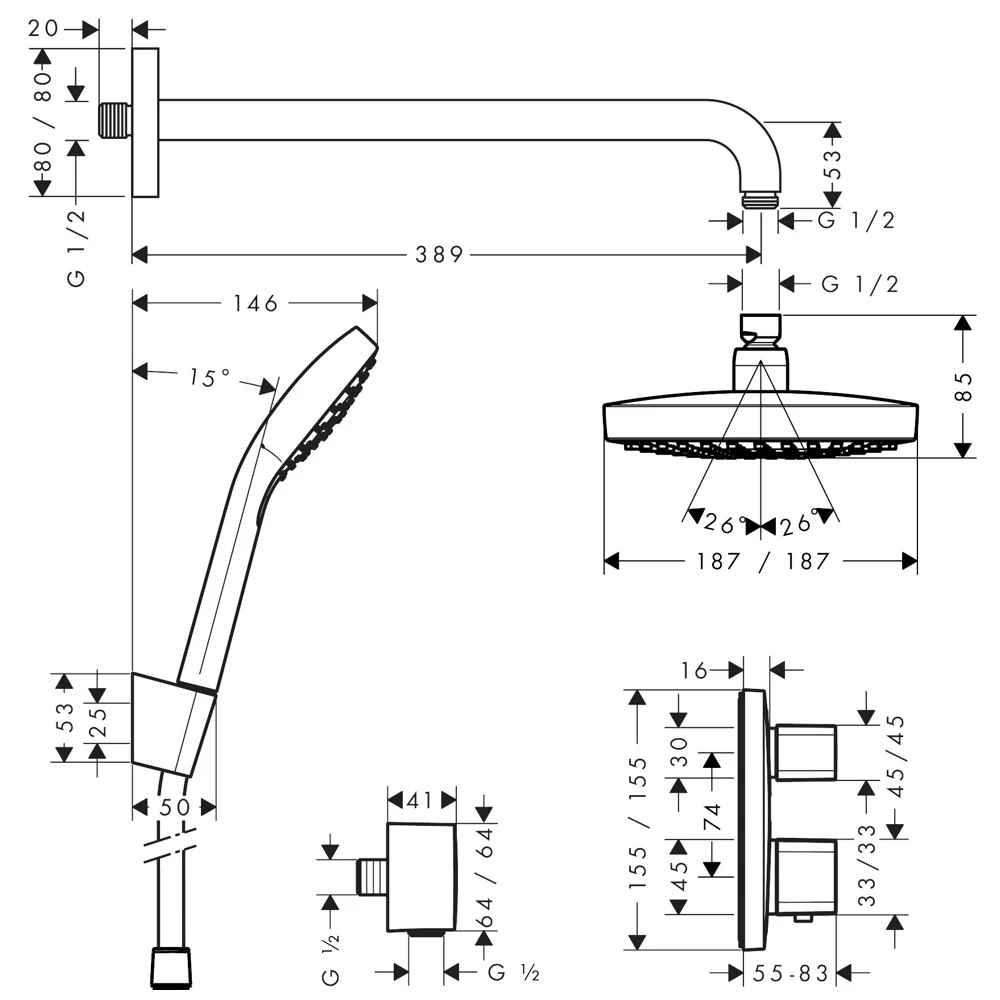 HANSGROHE DESIGN UGRADNI SET CROMA SELECT E 27294000 Kpl. - Slika 2