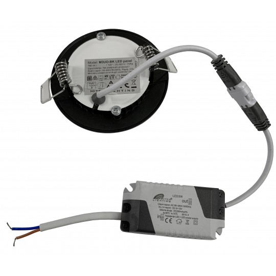 LED PANEL 3W/6500K M3UO-BK CRNI MITEA LIGHTING 7904 - Slika 2