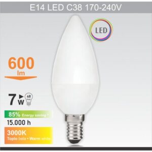 LED SIJALICA E14/7W 3000K C38M