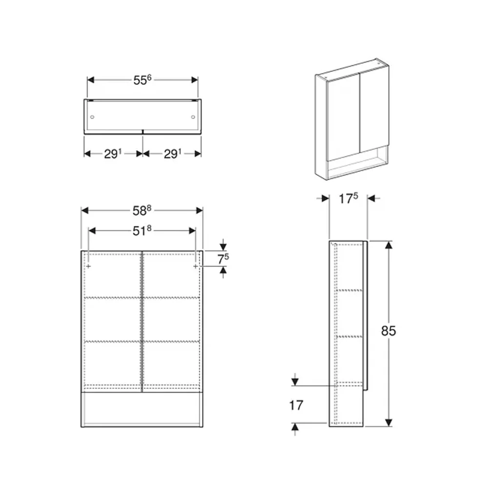GEBERIT SELNOVA SQ.OR.ORAH OGLEDALO 58.8X85 501.266.00.1 - Slika 3