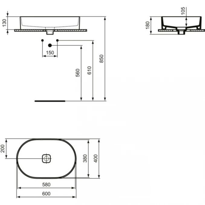 LAVABO STRADA 2 60 OVAL T360401 - Slika 2