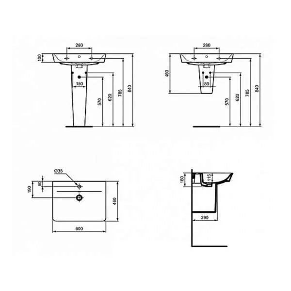 LAVABO CONNECT AIR 60X46 CUBE E074201 - Слика 4