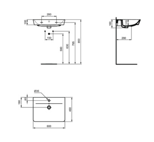LAVABO CONNECT AIR60 CUBE CRNI MAT E0298V3 - Слика 4