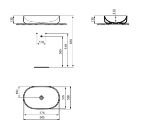 LAVABO I LIFE O 60X38 OVALNI T573101 - Slika 3