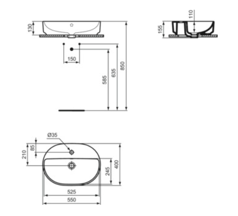 LAVABO I LIFE O 40X40 R OKR. T573501 - Slika 3