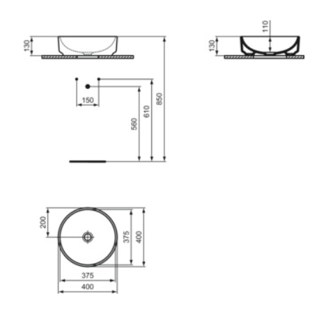 LAVABO I LIFE O 40X40 OKR T573301 - Slika 3