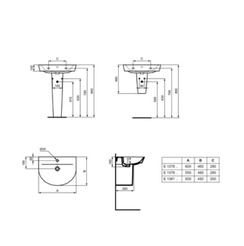 LAVABO CONNECT AIR 55X46 R E137901 - Slika 4