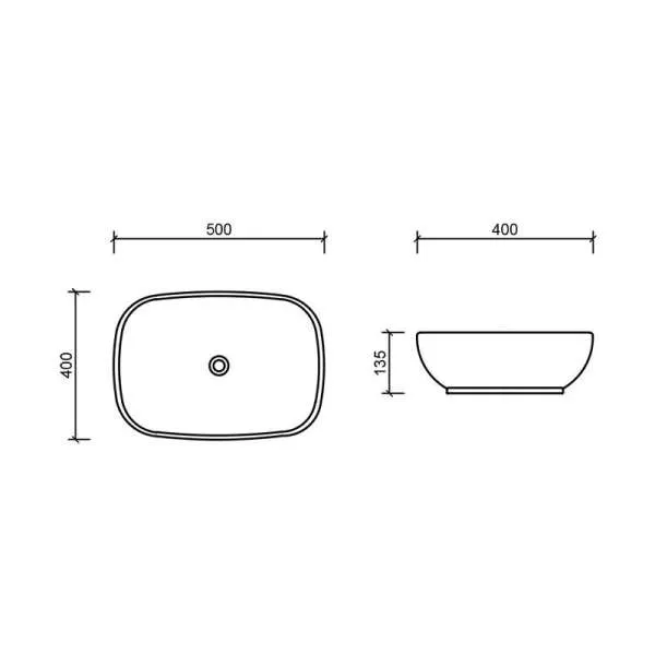 LAVABO MANILA 50.5X40.5X14 NADGRADNI WB6407 - Слика 3