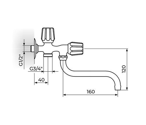 SLAVINA HLADNA VODA IZLIV 160 SA PRIKLJUČKOM A57S160 ROSAN - Слика 2