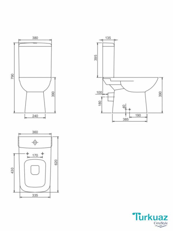 Monoblok DURU SIMPLON + WC DASKA SLIM 28800W/95C1143502 TURKUAZ - Слика 2