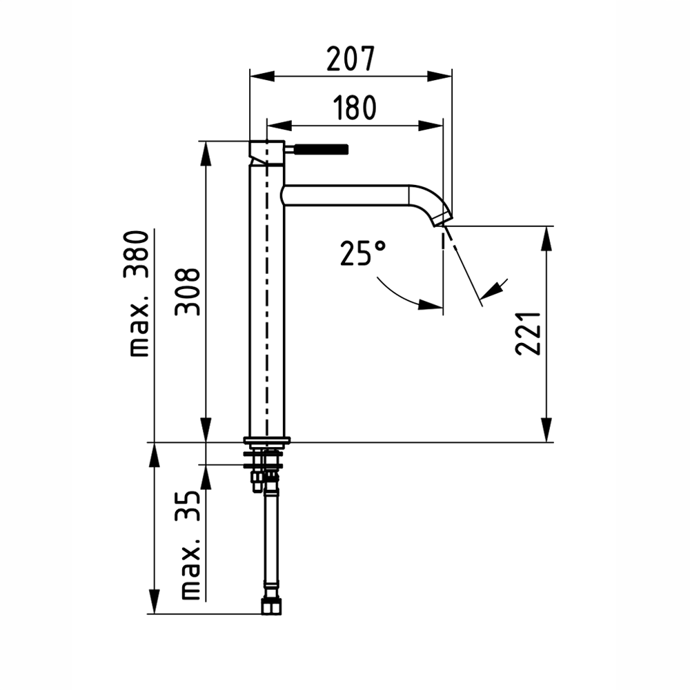 HERZ LUMA J12 STOJEĆA BATERIJA ZA LAVABO XL BC 00620BC — slika 2